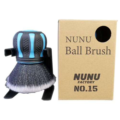 POML ぬぬふぁくとりー NUNU Ball Brush (ブルー) 新感覚のディテールブラシ 外装・内装・ホイールに使える!洗車を楽しくする自由自在なブラシ 自立型ブラシスタンド付き ラバーハンドル 洗車用品 カー用品 ポムル ぬぬボールブラシ